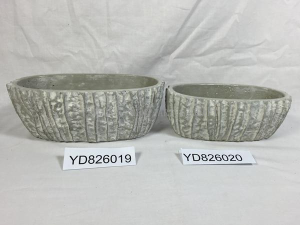 Oval Loofah Concrete Planters