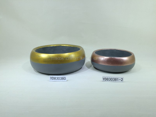 Metallic Bowl Round Cement Planter Pots