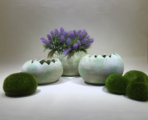 Egg Shape Cement Planter