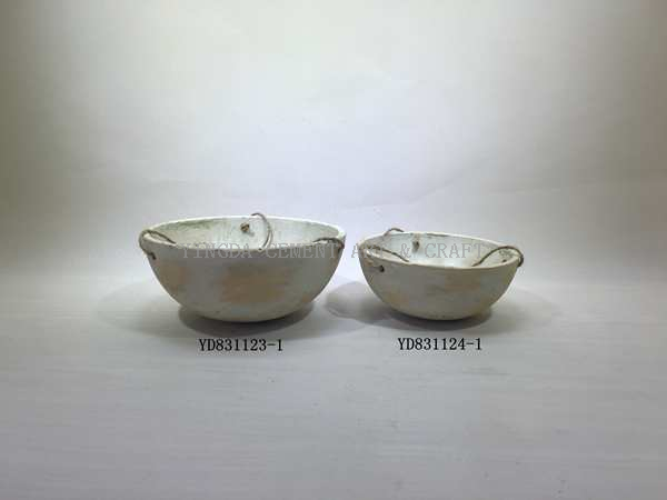 Hanging Cement Planter with rope for home and garden 