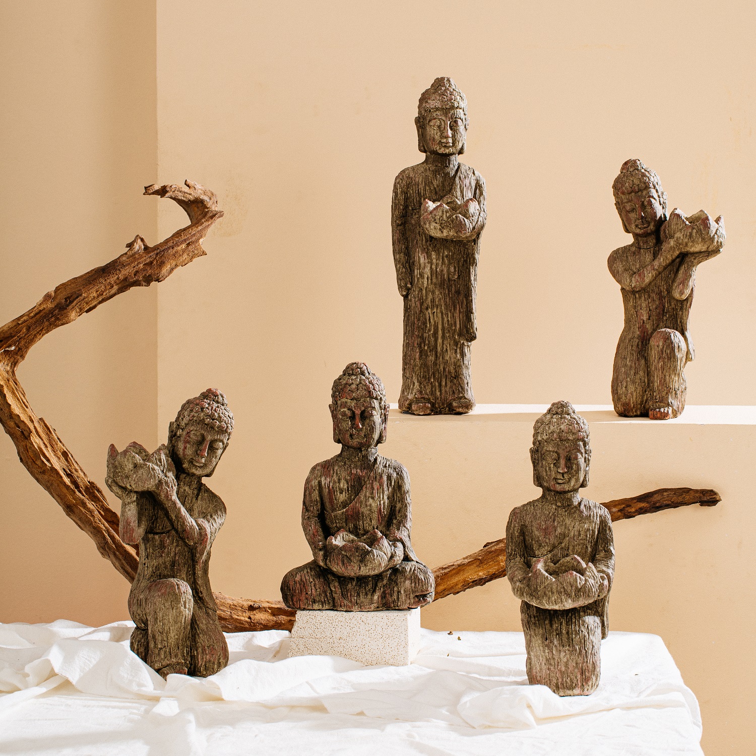 Oriental antique style creative gifts cement home garden decoration crafts classical buddha statue