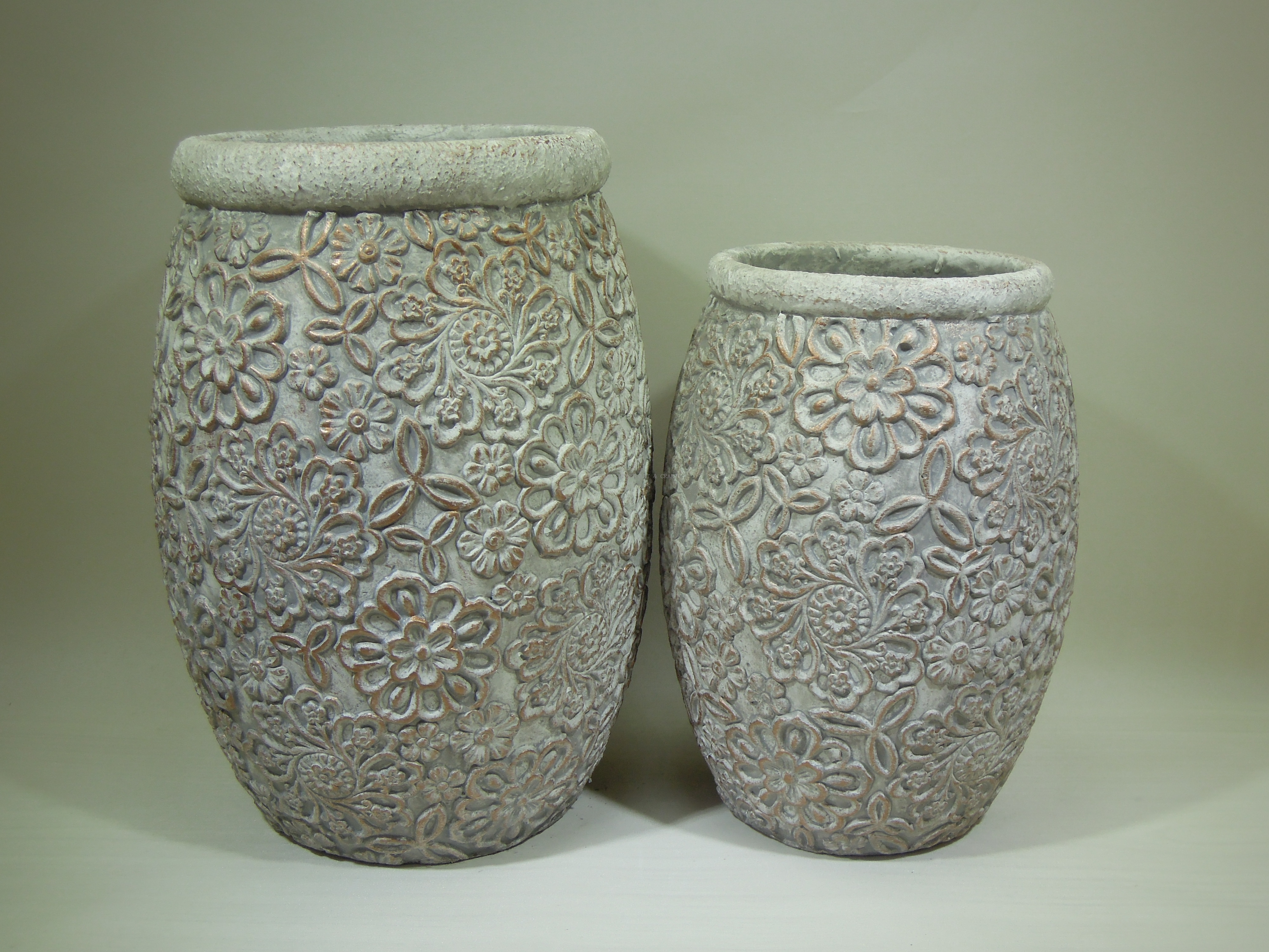 cement planters, embossing
