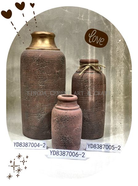 painted cement flowerpot for floral decoration