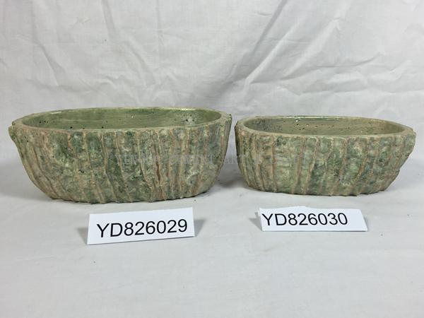 Oval Loofah Concrete Planters