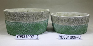 8.5" Emboss Bowl Round Cement Planter