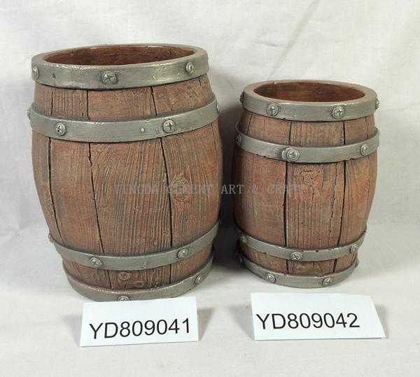 7 Inch Barrel shape cocnrete flowerpos for indoor & outdoor