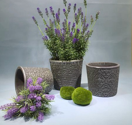 6" sculpture cement conical plant pots for home and garden