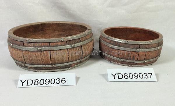 Bowl Round Cement planter with Barrel finished