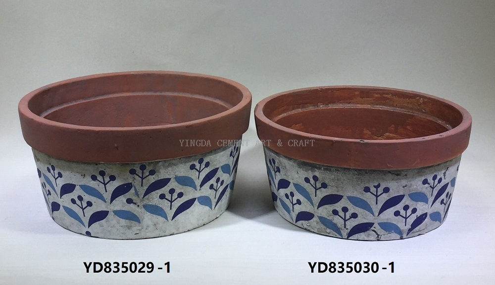 cement planters with decal