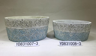 8.5" Emboss Bowl Round Cement Planters