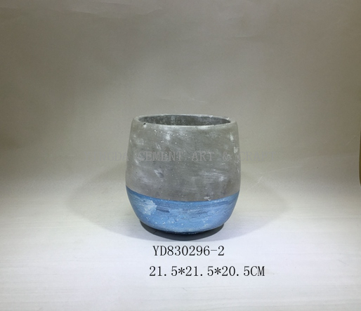 Blue Metallic Cement Conical Pot