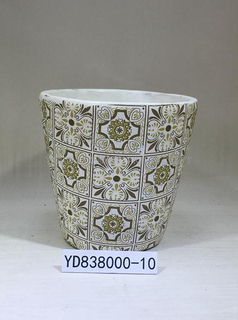 6.5 Inch Decal Cement Flower Pot
