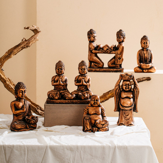 Wholesale retro antique car home ornaments small luxury bronze cement buddha statue