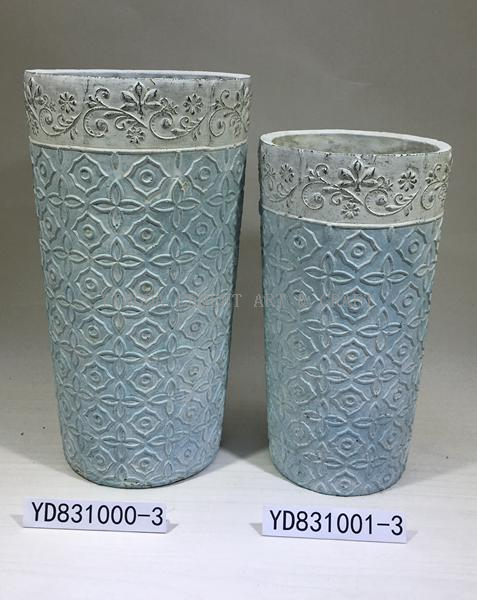 4.9" Emboss Vase Round Cement Flower Pots