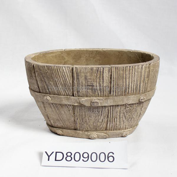 Oval Cement planter with Barrel finished