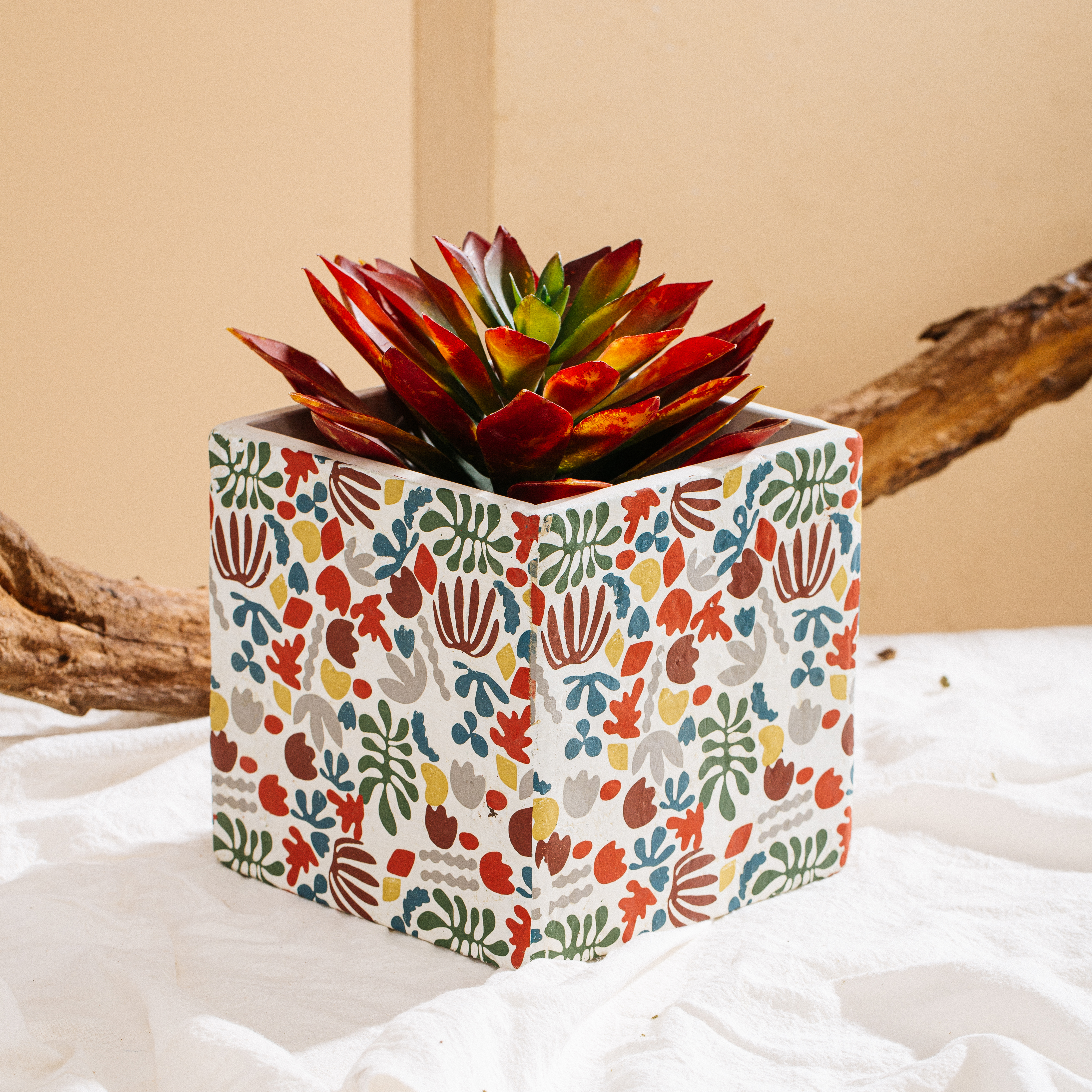 Modern nordic indoor outdoor decoration color plant flower pot cement succulent pot for garden