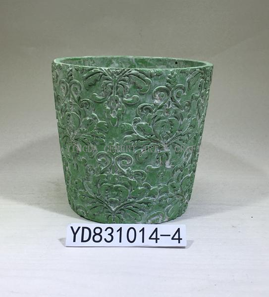 Emboss Conical Cement Plant Pot