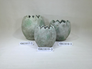 Egg Shape Moss Green Round Concrete Planter Pots