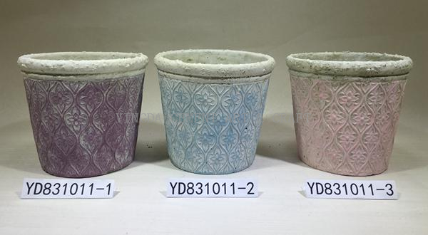 Colorful sculpture cement conical plant pots for home and garden