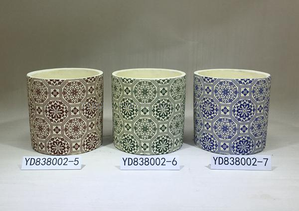 4.7 Inch Decal Concrete Flower Pots