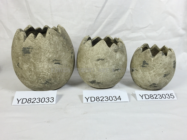 Egg Shape Concrete Flower Pot