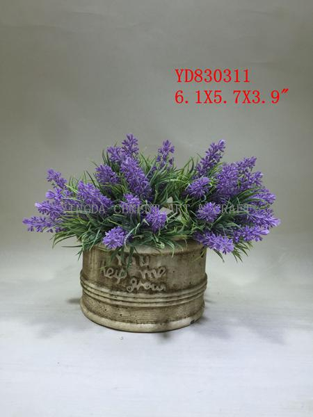 Wall hanging cement flowerpots with rope for home and garden 