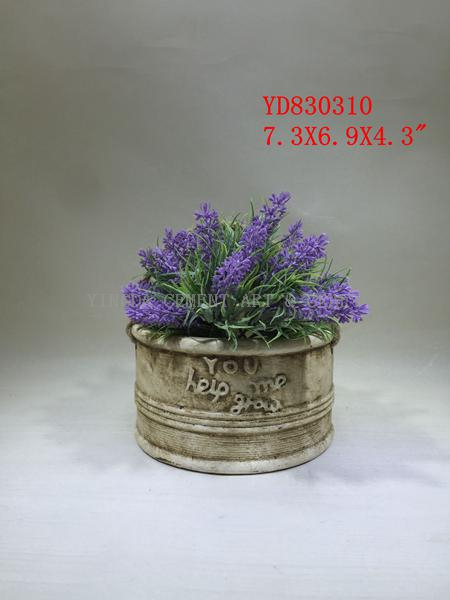 Wall hanging cement flowerpots with rope for home and garden 