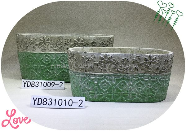Emboss Oval Cement Flower Pots