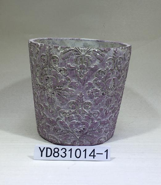 Emboss Conical Cement Plant Pot