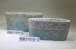 Emboss Oval Cement Flower Pots