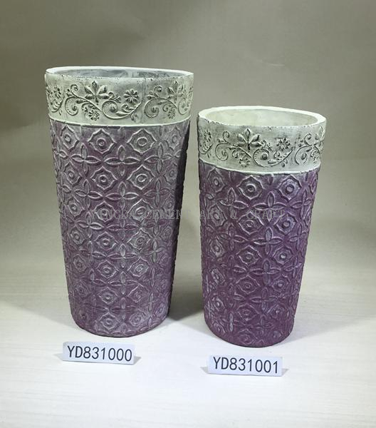 4.9" Emboss Vase Round Cement Flower Pots