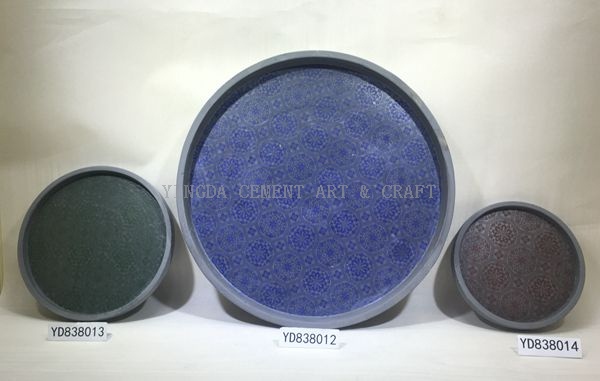 Colorful decal cement flower pots saucer