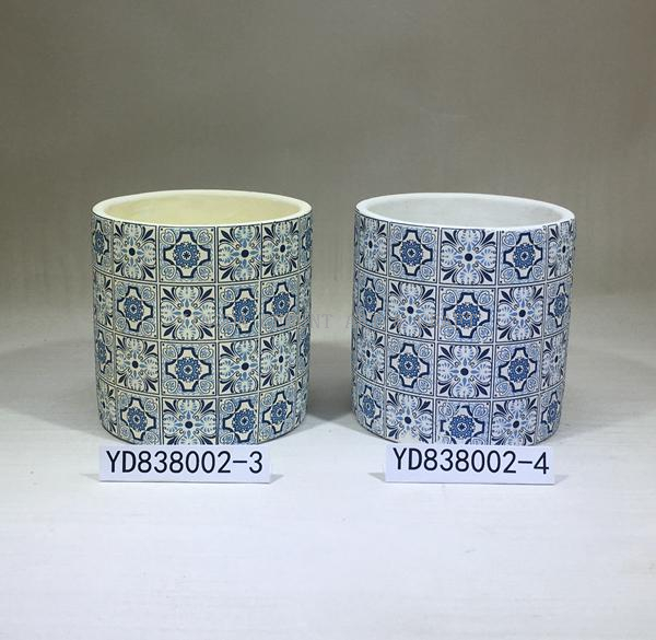 6.5 Inch Decal Cement Flower Pots