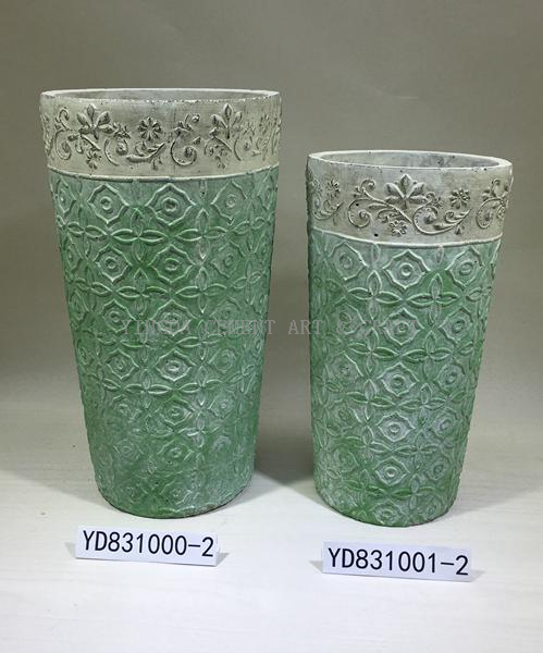 4.9" Emboss Vase Round Cement Flower Pots