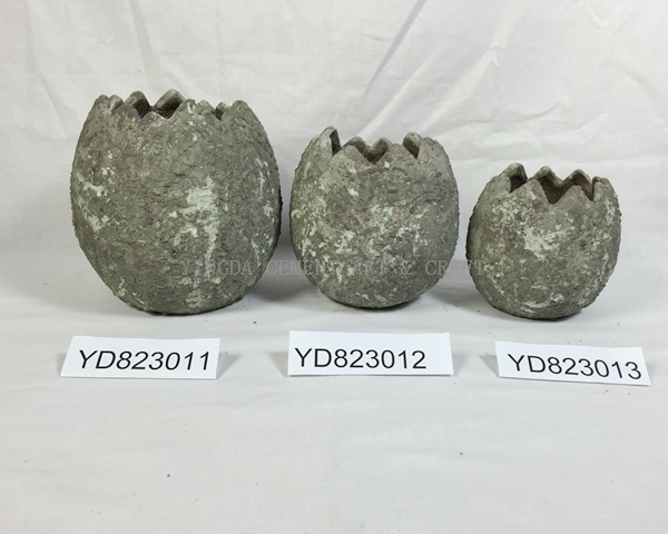 Egg Shape Concrete Flower Pot
