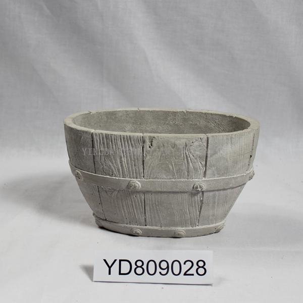 Oval Cement planter with Barrel finished