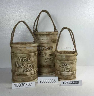 Hanging Cement Planter with rope for home and garden 