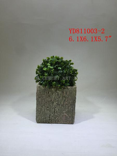 Cube Concrete planter pots with wood looks finished