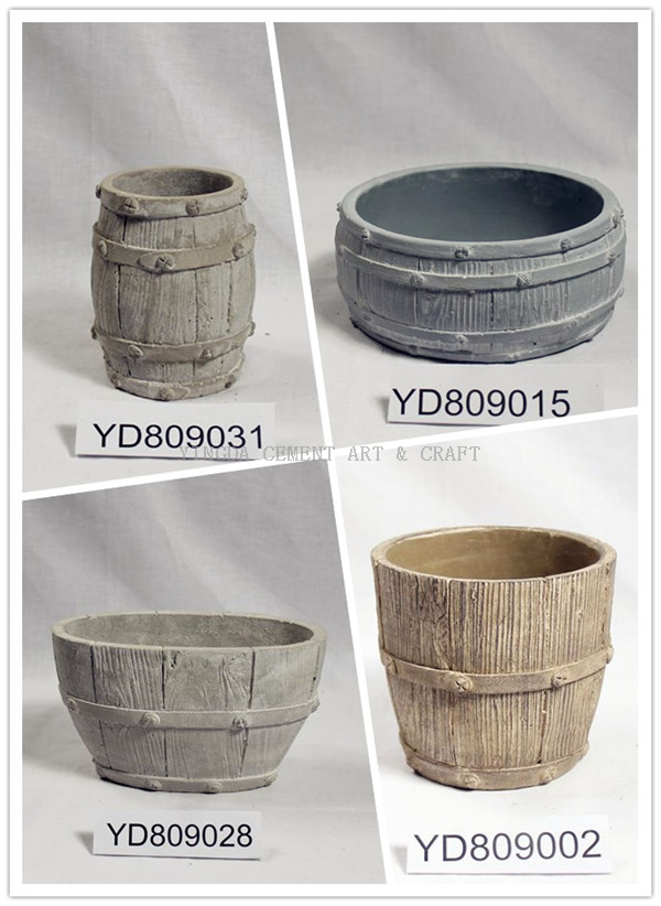 7 Inch Barrel shape cocnrete flowerpos for indoor & outdoor