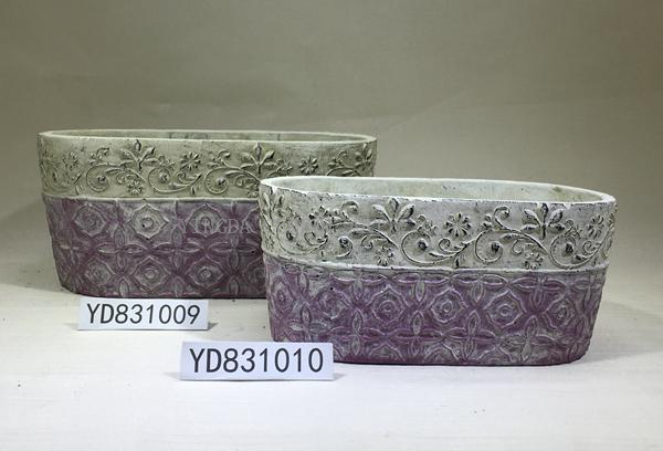 Emboss Oval Cement Flower Pots