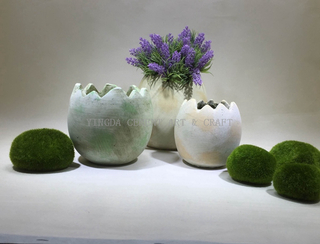 Egg Shape Cement Flower Pots