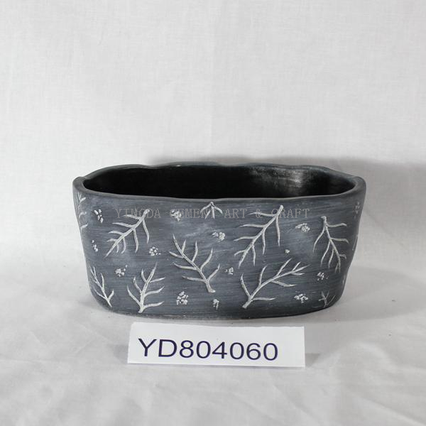 Pattern Oval Concrete Planters
