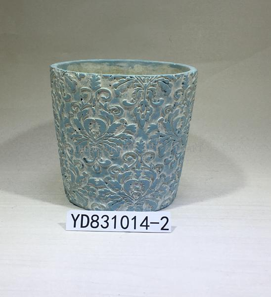 Emboss Conical Cement Plant Pot