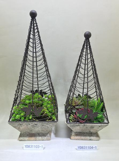Cement Planter With Steel Craft