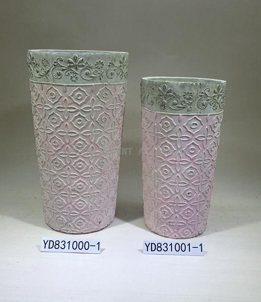4.9" Emboss Vase Round Cement Flower Pots