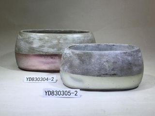 Metallic Round Concrete Planter Pots