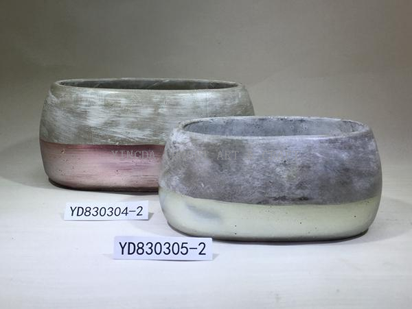 Metallic Round Concrete Planter Pots