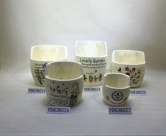 Decal cement plant container for home & garden decoration