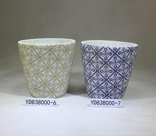 6.5 Inch Decal Cement Planter