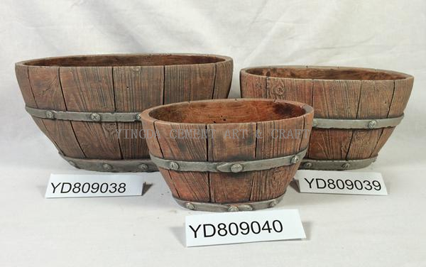 Oval Cement planter with Barrel finished